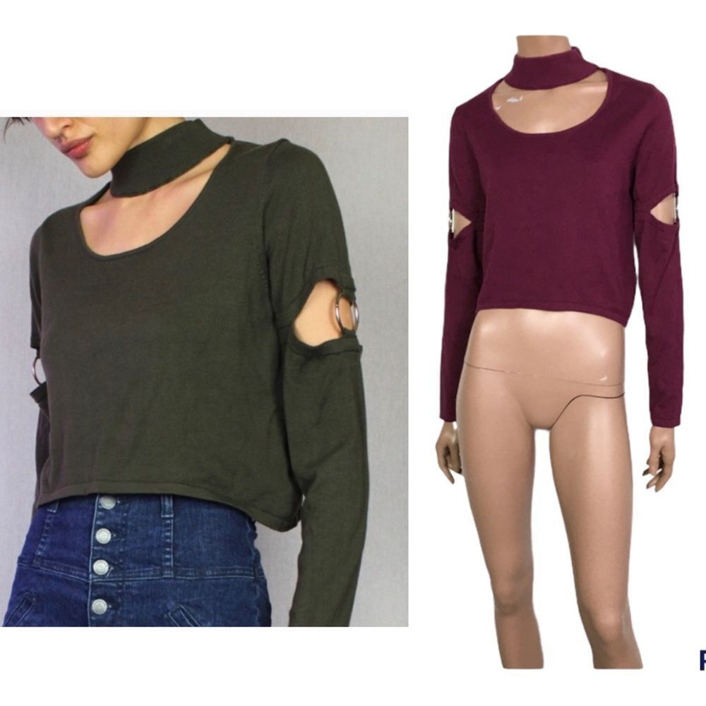 New Lf Seek The Label Cut Out Cropped Sweater S